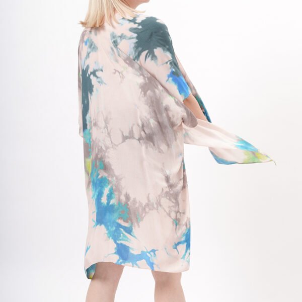 Hi-low Tie Dye Print Kimono Cover Ups - Image 2