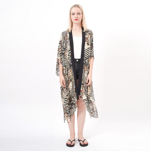 Open Front Leopard Print Kimono Cardigans - Image 7