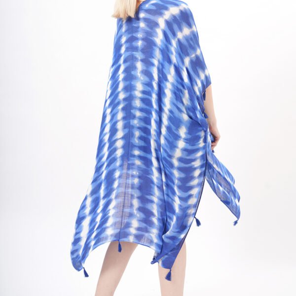 Tassels Front Tie Printed Kimono Coverup - Image 2