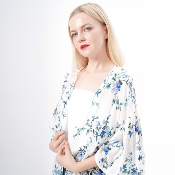 Ruffles Floral Cover Ups Blouse Tops - Image 4