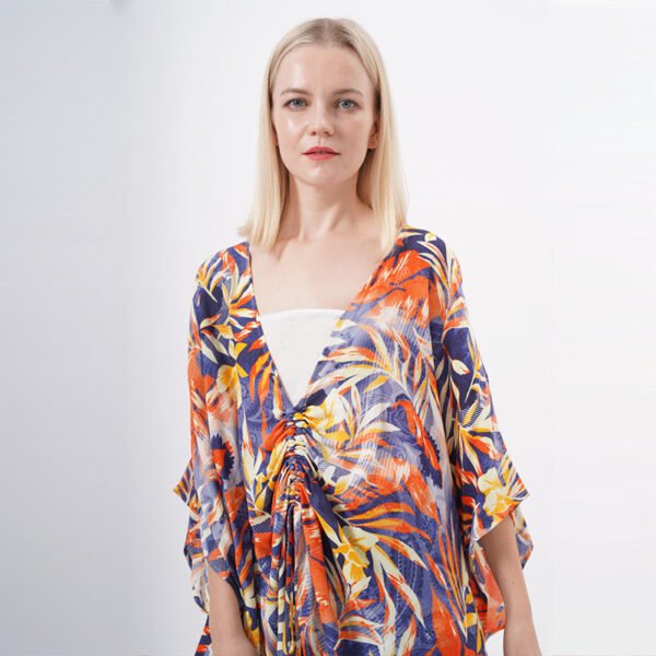 Ruffles Drawstring Beachwear Wrap Kimono - Image 4