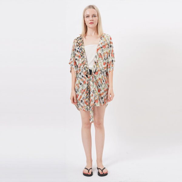 Front Tie Floral Kimono - Image 2