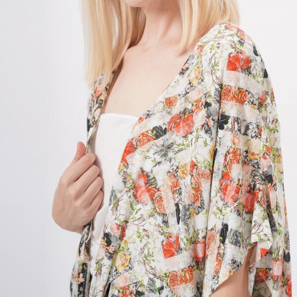 Front Tie Floral Kimono - Image 3