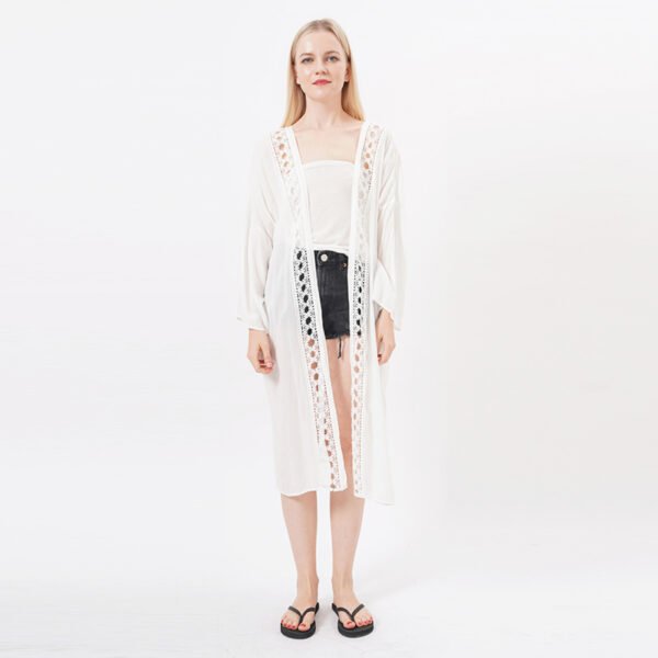 Lace Trim Casual Kimono Cardigan Coverup