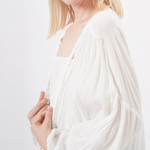 Lace Trim Casual Kimono Cardigan Coverup - Image 2