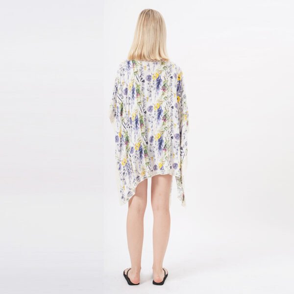 Lace Trim Floral Wrap Beach Kimono Cover Ups - Image 3