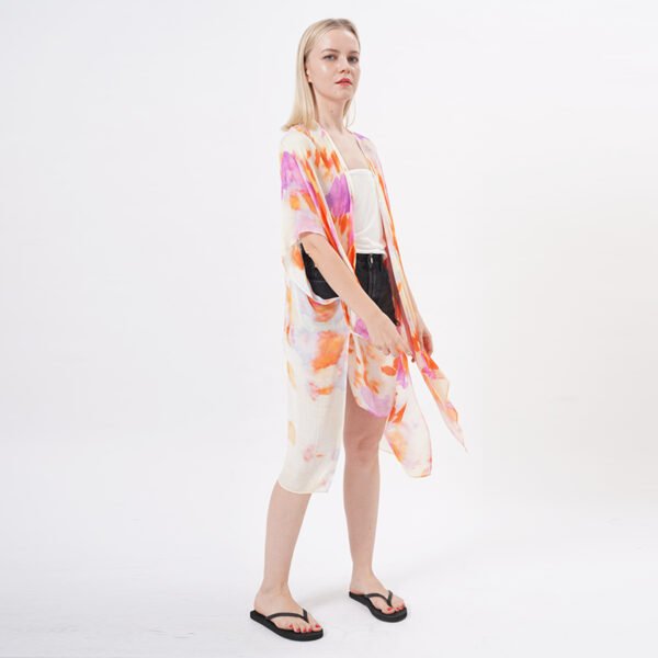 Loose Half Sleeve Kimono Cardigan Cover Up - Image 6