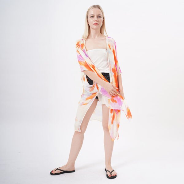 Loose Half Sleeve Kimono Cardigan Cover Up - Image 5