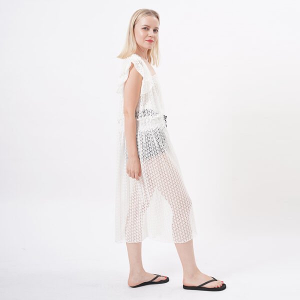 See Through Crochet Lace Kimono with Sleeves - Image 6