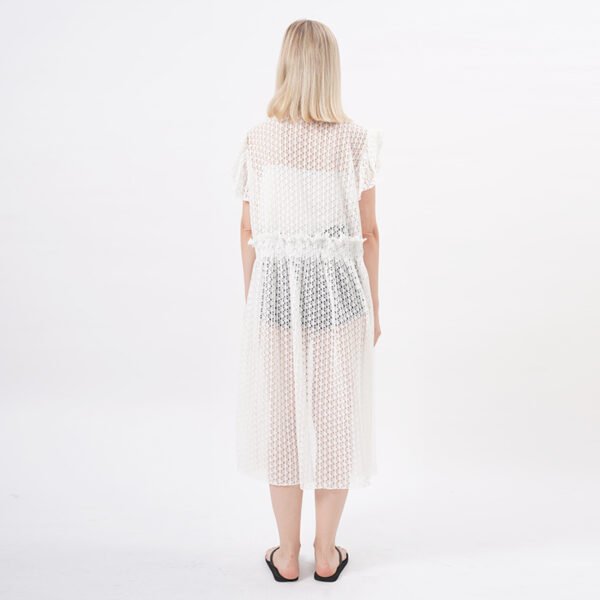 See Through Crochet Lace Kimono with Sleeves - Image 3