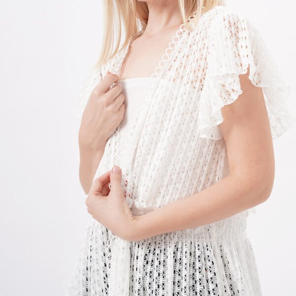 See Through Crochet Lace Kimono with Sleeves - Image 2