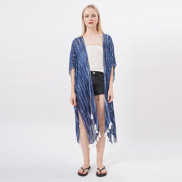 Flowy Stripes Printed Tie Front Kimono
