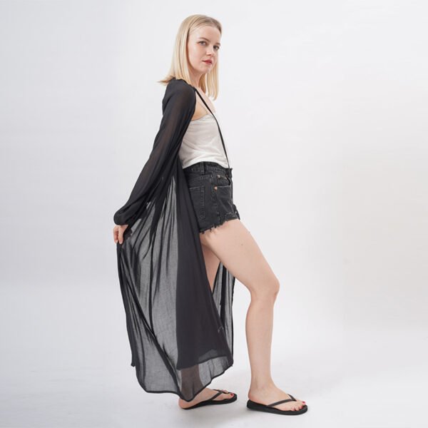 Long Sleeve Flowy Maxi Kimono Robe Cover Up - Image 6