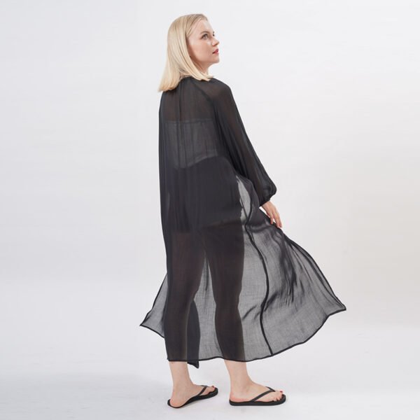 Long Sleeve Flowy Maxi Kimono Robe Cover Up - Image 4