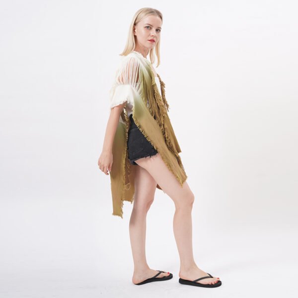 Hollow Out Crochet Tassel Shawl Wrap Kimono - Image 6