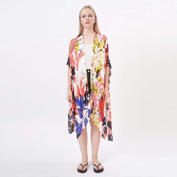 Open Front Flowy Floral Kimono