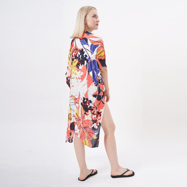 Open Front Flowy Floral Kimono - Image 6