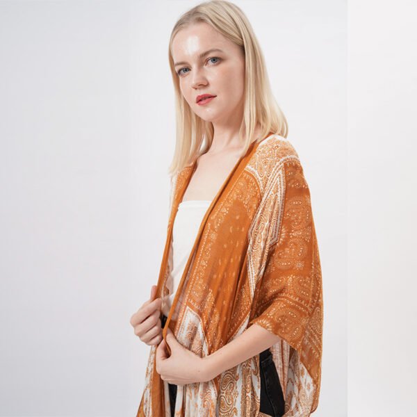 Side Split Open Front Kimono Cardigan - Image 2