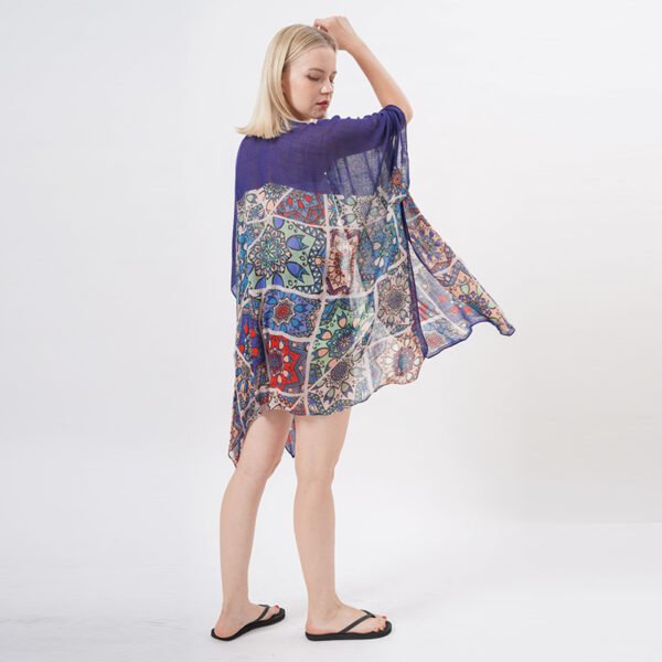 Boho Floral Beach Cover Up Flowy Kimono - Image 6