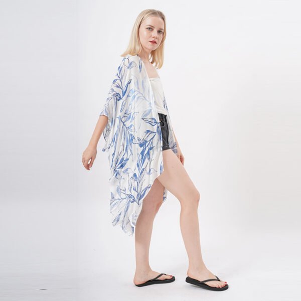 Casual Printed Sheer Cardigan Kimono Coverup