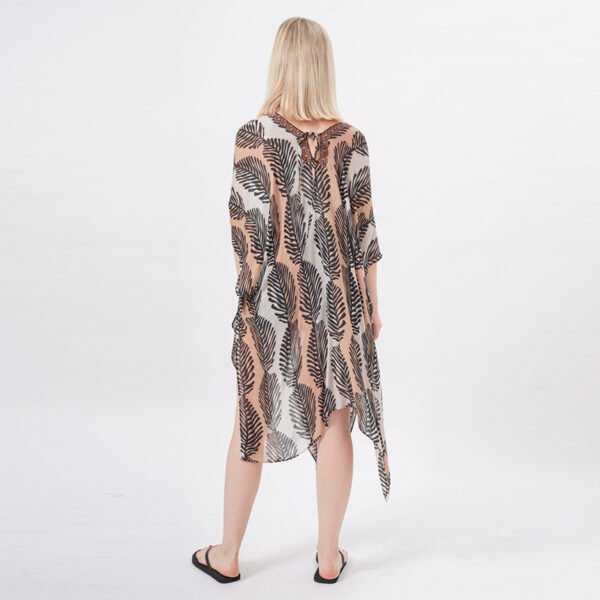 Open Front Leaf Printed Kimono - Image 3