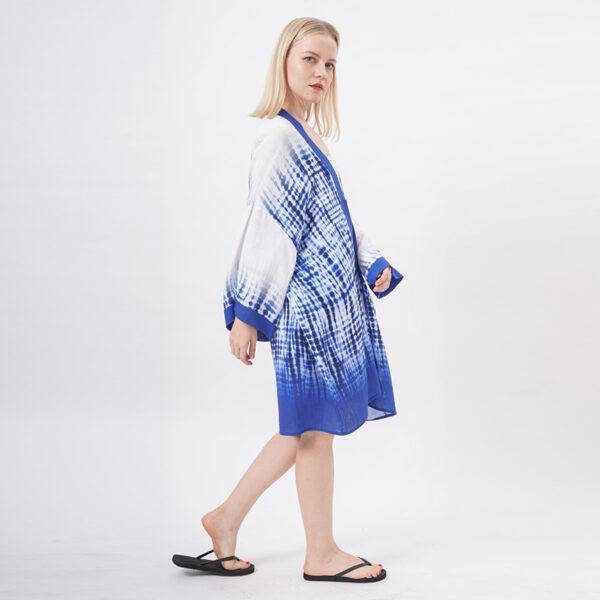 Front Tie Kimono Print Cover Ups - Image 6