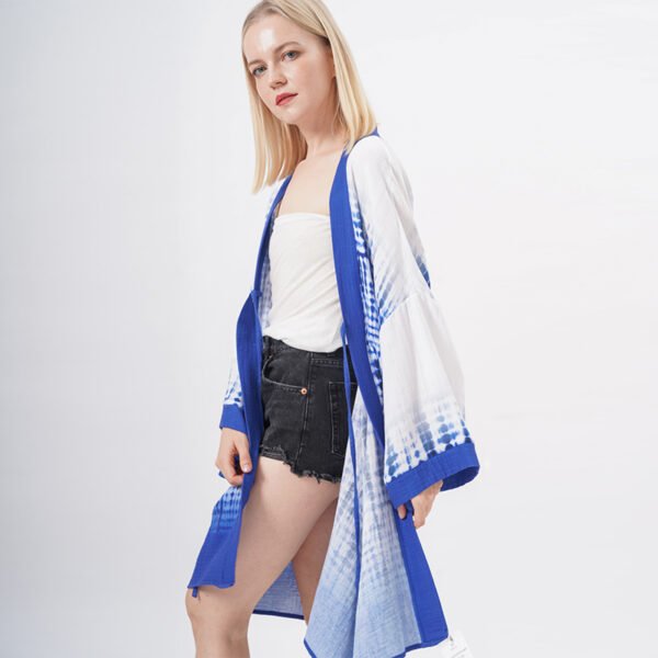 Front Tie Kimono Print Cover Ups - Image 5