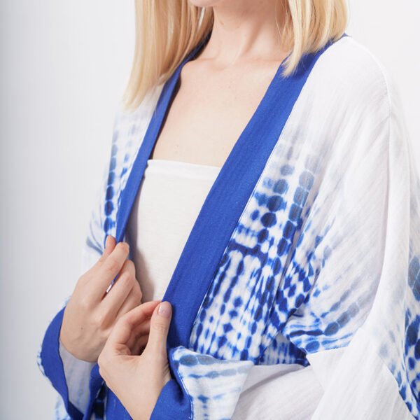 Front Tie Kimono Print Cover Ups - Image 2