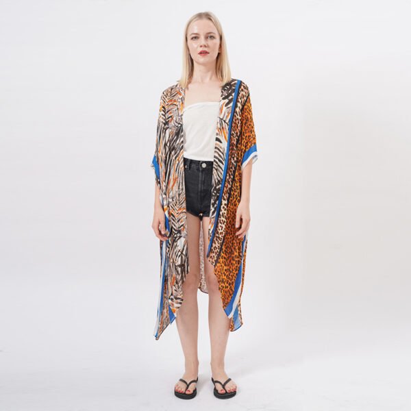 Open Front Leopard Bohemian Kimono Cardigans