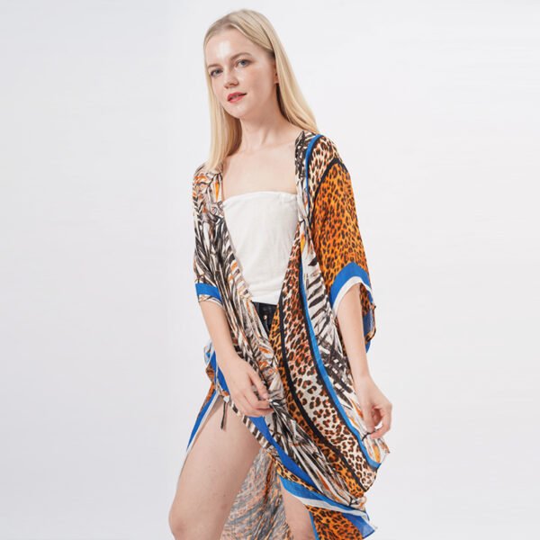 Open Front Leopard Bohemian Kimono Cardigans - Image 4