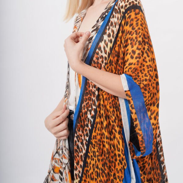 Open Front Leopard Bohemian Kimono Cardigans - Image 2