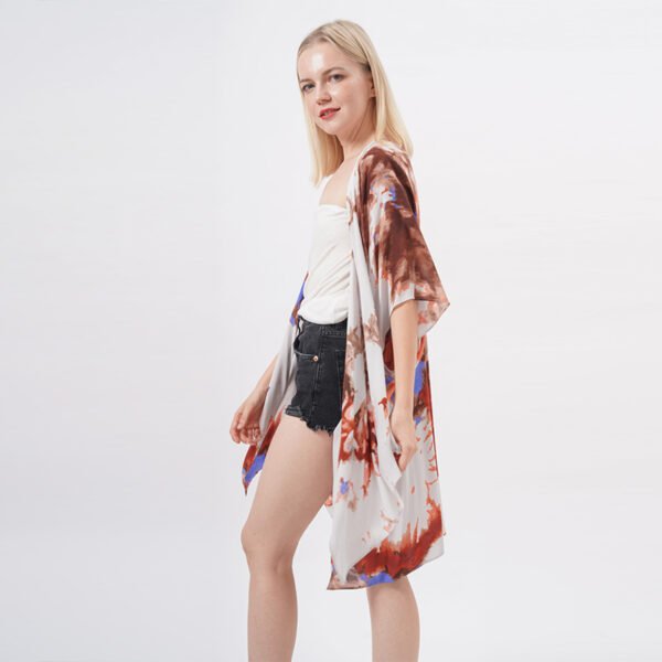 Open Front Printed Kimono Beach Bikini Cover up - Image 6