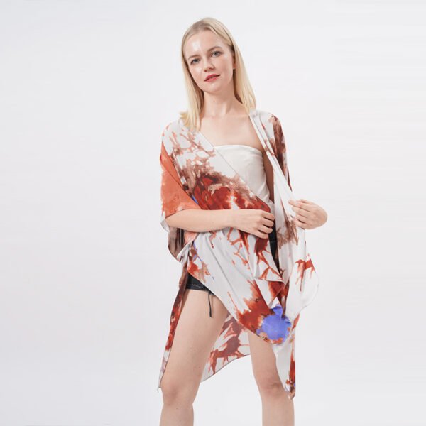 Open Front Printed Kimono Beach Bikini Cover up - Image 5