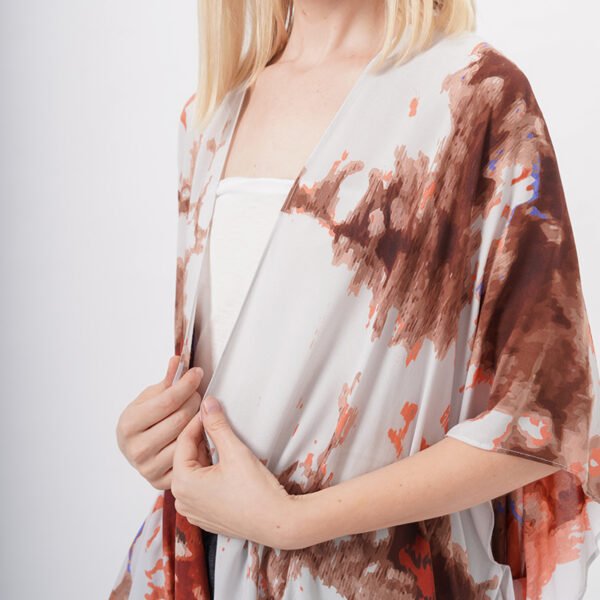 Open Front Printed Kimono Beach Bikini Cover up - Image 3