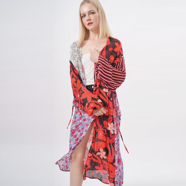 Open Front Long Beach Kimono Cardigan