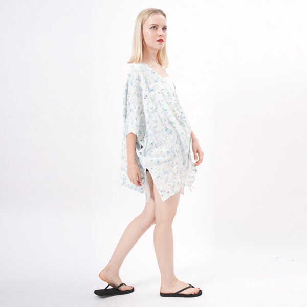 Drawstring Jacquard Floral Swimsuit Cover Ups