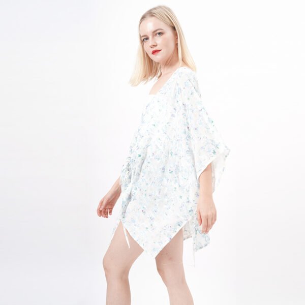 Drawstring Jacquard Floral Swimsuit Cover Ups - Image 2