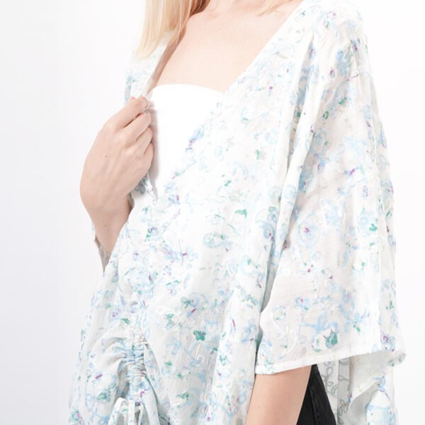 Drawstring Jacquard Floral Swimsuit Cover Ups - Image 6