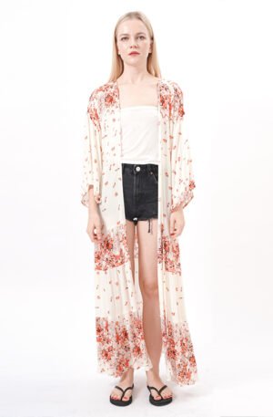 Long Floral Kimono Printed Cardigans