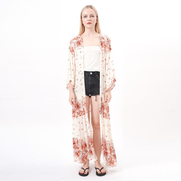 Long Floral Kimono Printed Cardigans