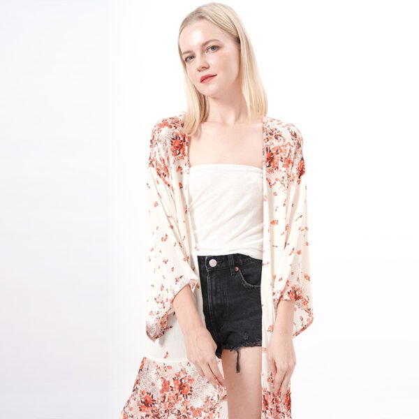 Long Floral Kimono Printed Cardigans - Image 4