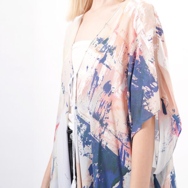 Tassels Front Tie Knot Kimonos Cover Ups - Image 3