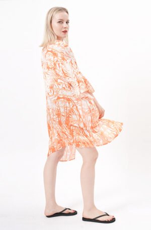 Leaf Printed Open Front Kimonos Cover Ups