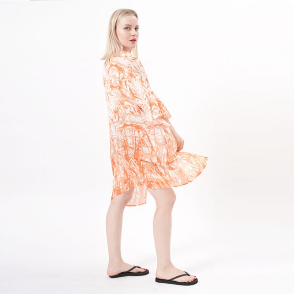 Leaf Printed Open Front Kimonos Cover Ups