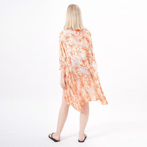Leaf Printed Open Front Kimonos Cover Ups - Image 3