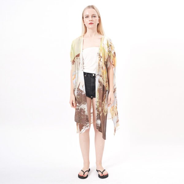 Hollowed Sleeves Long Kimonos Cover Ups - Image 7