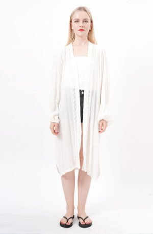 Long Viscose Kimono Cardigan with Sleeves