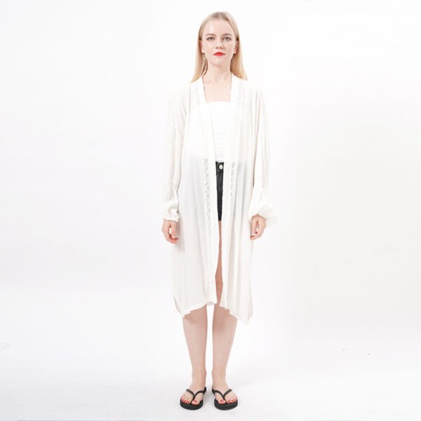 Long Viscose Kimono Cardigan with Sleeves