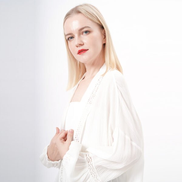 Long Viscose Kimono Cardigan with Sleeves - Image 4