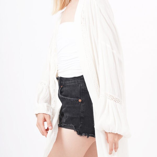 Long Viscose Kimono Cardigan with Sleeves - Image 2